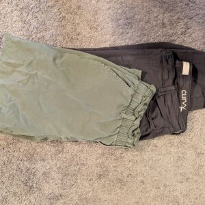 Curvy Straight-Leg Pants in Olive and Black - Versatile Everyday Style